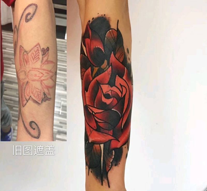 遮盖花纹身图片