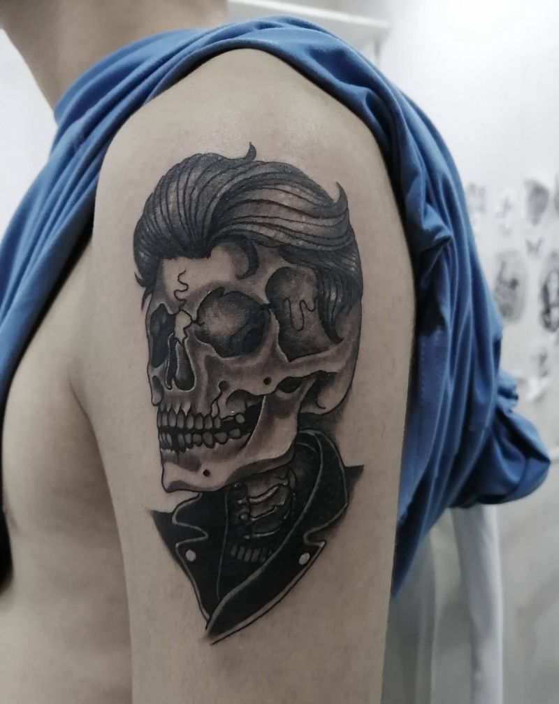 骷髅头纹身图片_手臂纹身图案