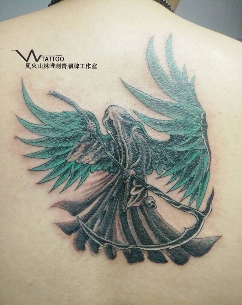 遮盖纹身图片_欧美背部成品荆州唯刺青鬼神纹身图案