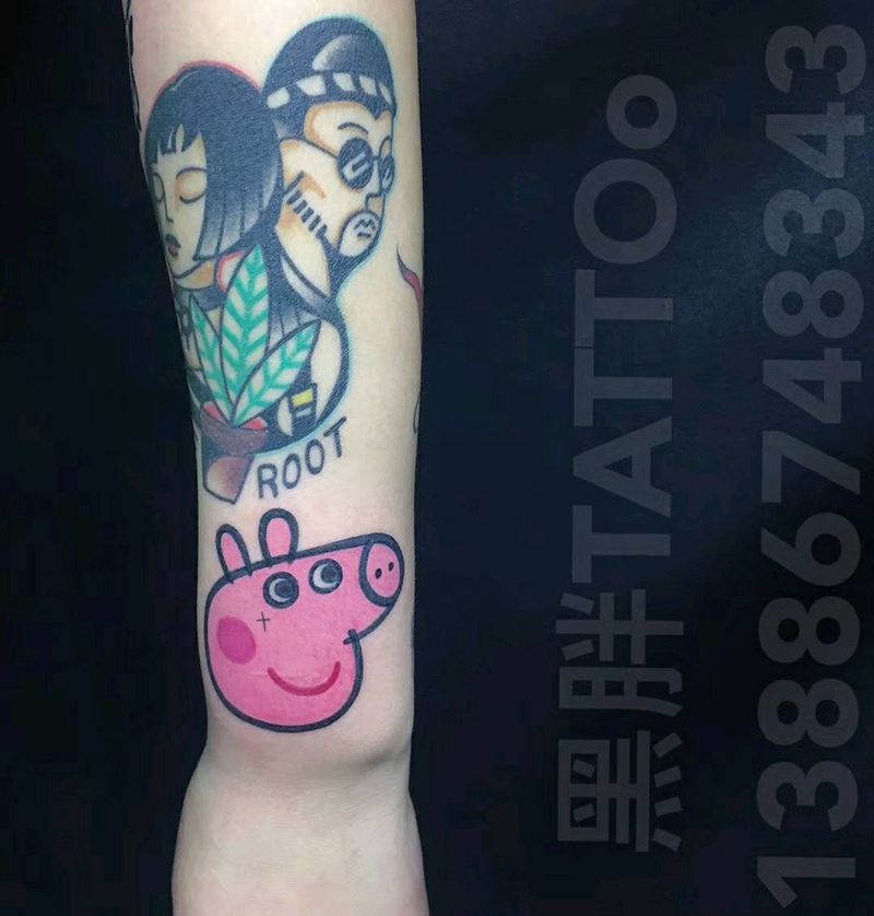 小臂拼接纹身图片