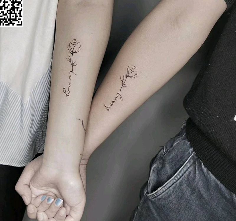 情侣英文纹身图片_手臂纹身图案