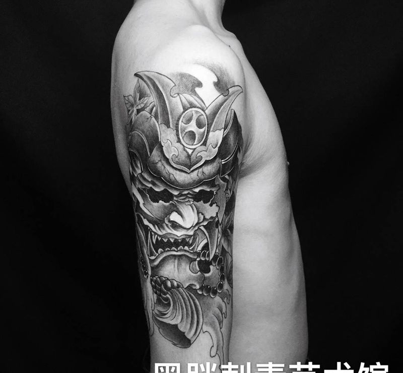 鬼武士纹身图片