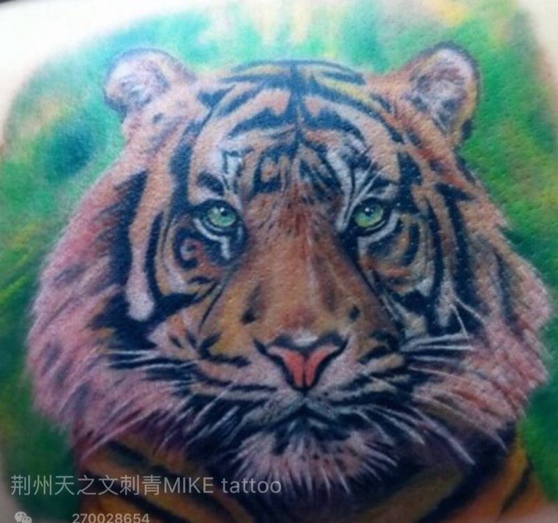 大老虎一枚纹身图片