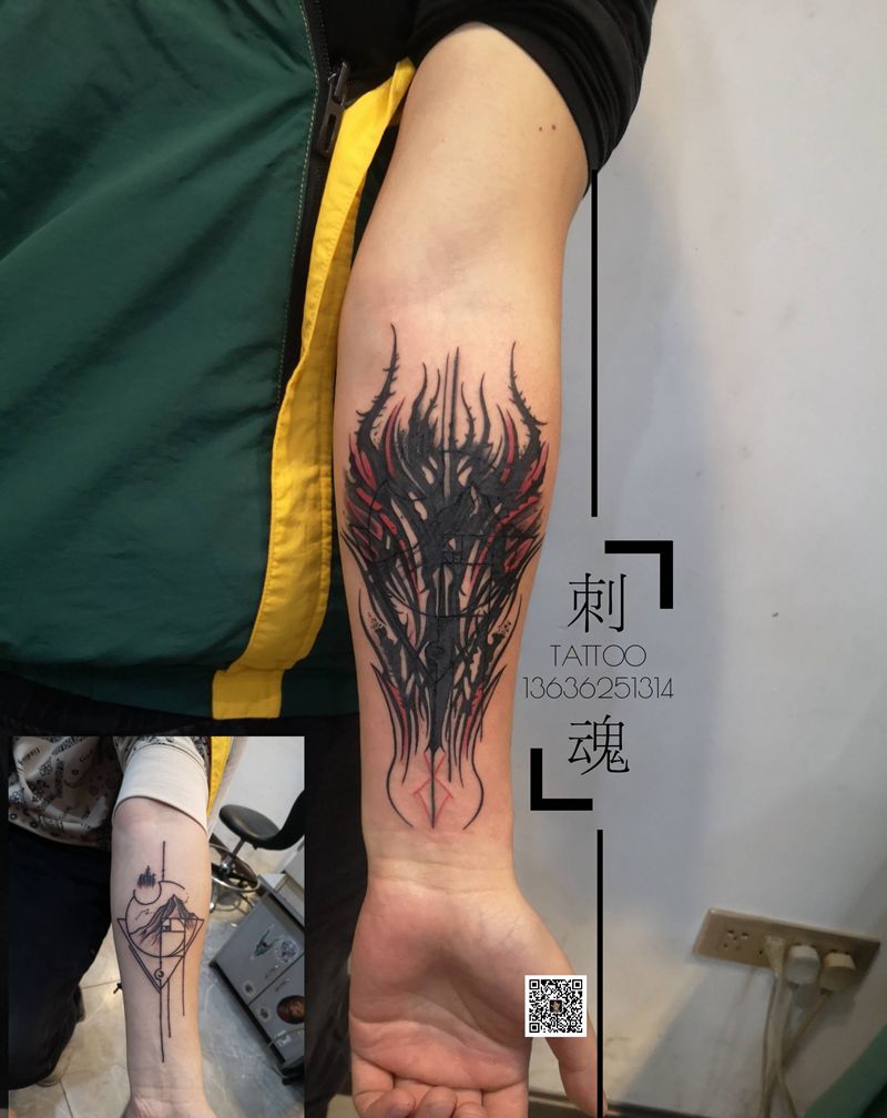 暗黑系遮盖纹身图片_手臂图腾暗黑系纹身图案