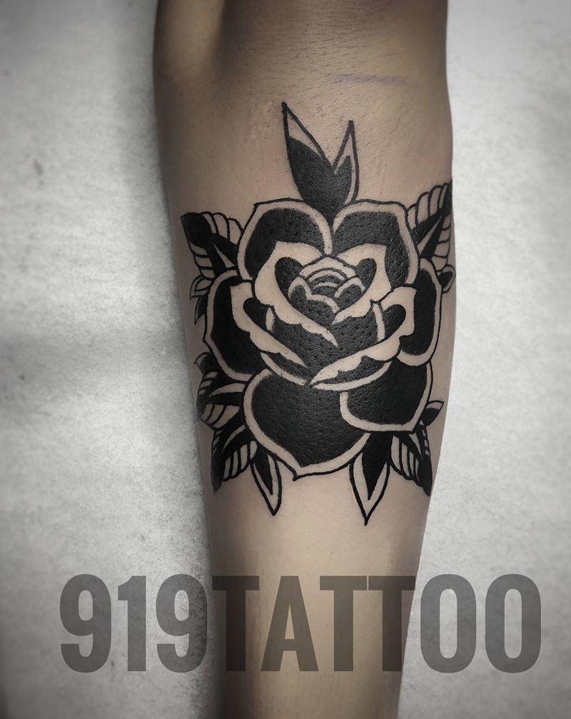 玫瑰纹身图片_Old School纹身图案