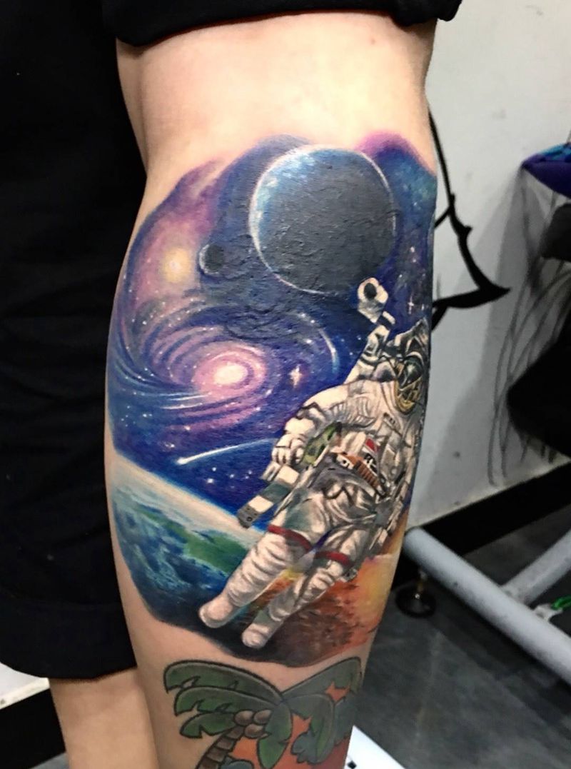 星空作品遮盖英文字体纹身图片_手稿插画腿部欧美写实原创荆州天之文女性天之文刺青纹身图案