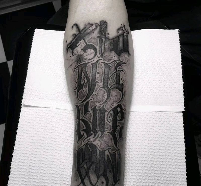 花体英文纹身图片