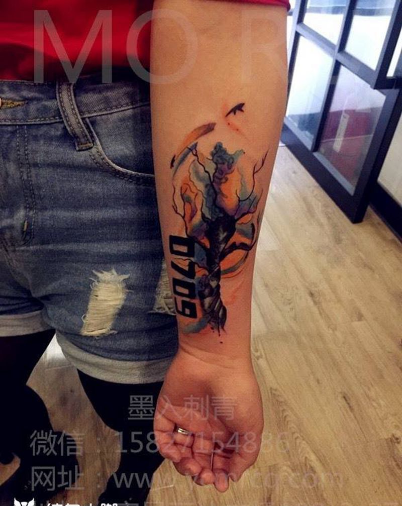 水彩...遮盖作品纹身图片