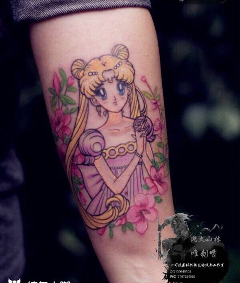 美少女战士纹身图片_成品手臂清新欧美人物荆州唯刺青纹身图案
