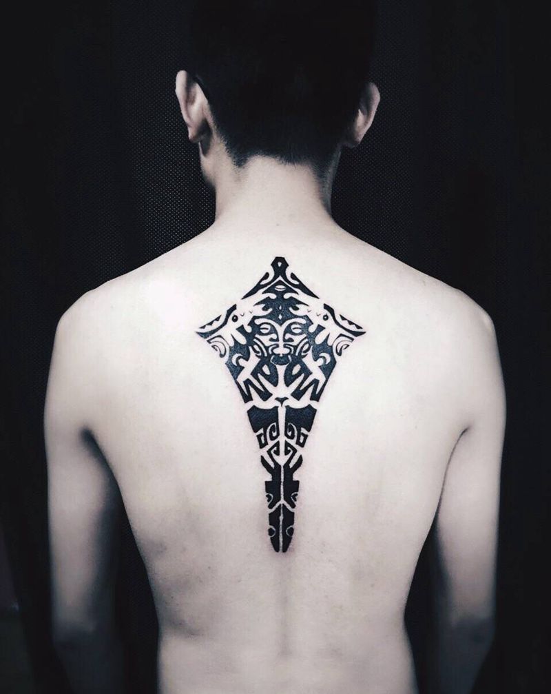 瑪雅圖騰纹身图片_成品背部传统习俗图腾宗教纹身图案