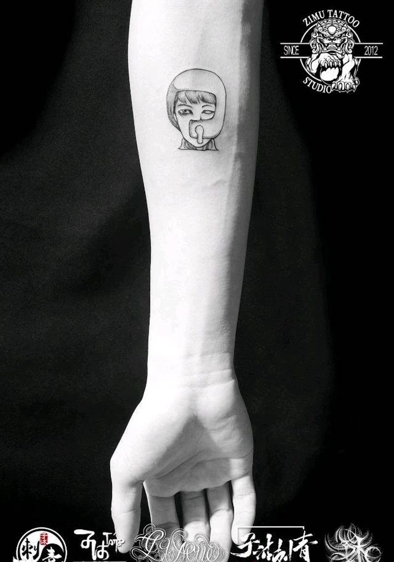 口罩面具线条简笔画纹身图片_几何纹身图案