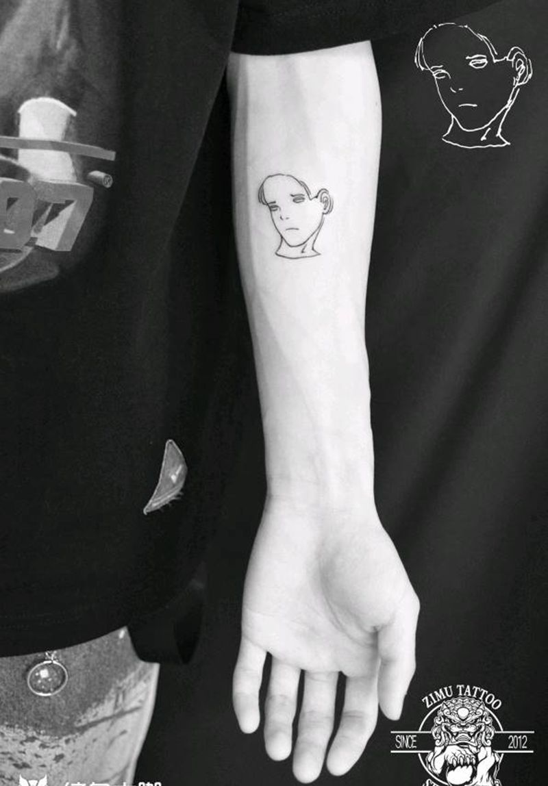 漫画涂鸦线条客人自画纹身图片_几何纹身图案