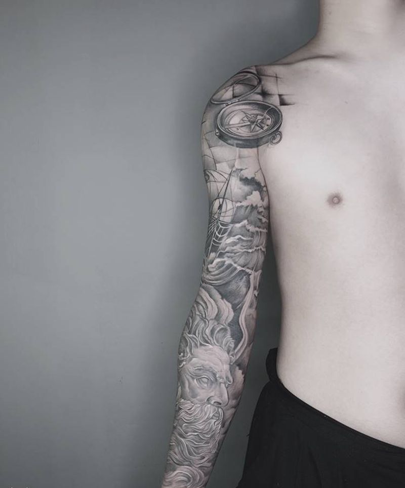 欧美花臂纹身图片_手臂欧美写实纹身图案