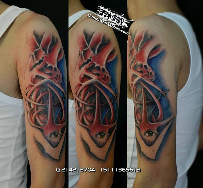 刺荆棘……心脏纹身图片_手臂欧美写实原创抽象成品纹身图案