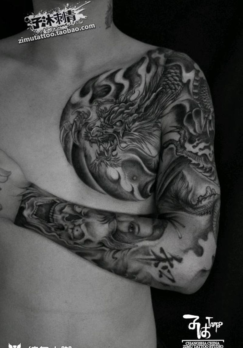 狂龙出海纹身图片_成品纹身图案