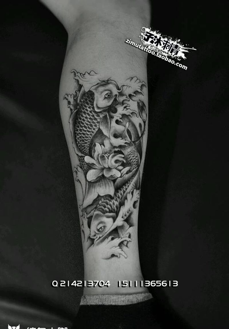 耗时4.2   十月梨花雨纹身图片_腿部传统清新写实动物原创成品纹身图案