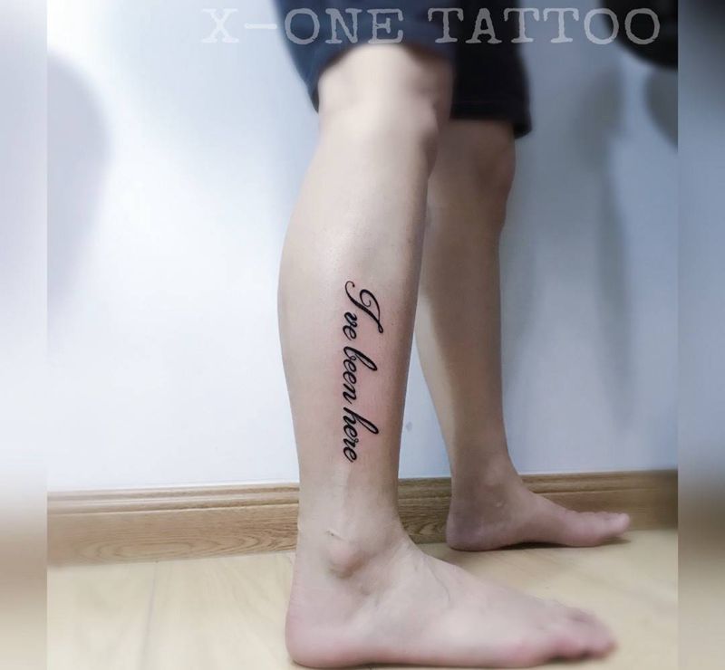 我一直在這裡 |作品纹身图片_手稿腿部清新字符纹身图案