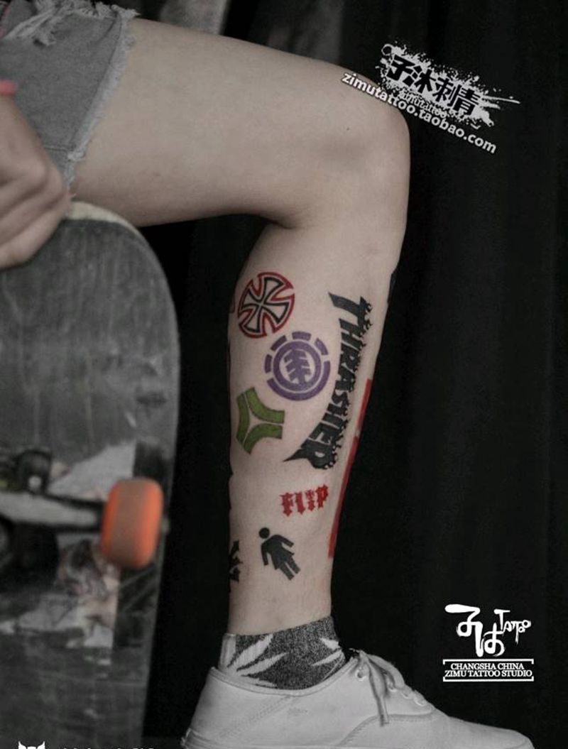 滑板纹身图片