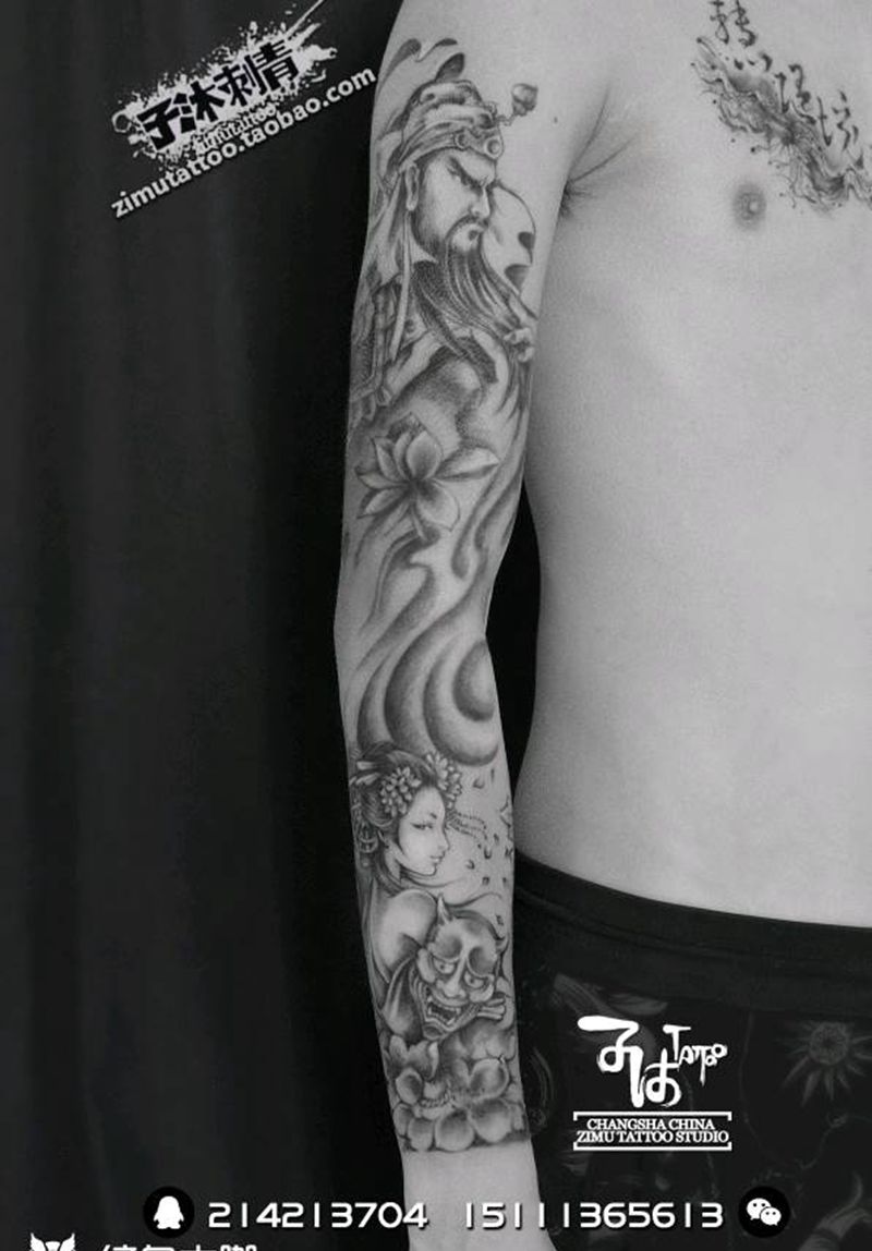 陆续 好几次 英雄美女小花臂终纹身图片