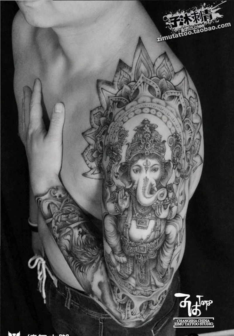 神 与 仙花臂最终版纹身图片