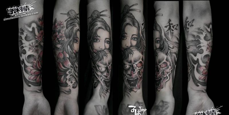 耗时7.1 包小臂  生与死纹身图片