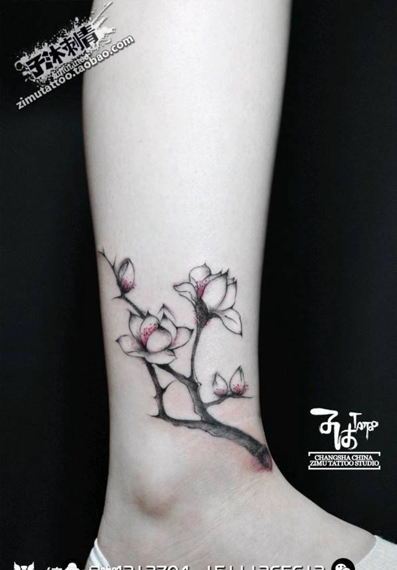 耗时1.3  一枝梨花纹身图片