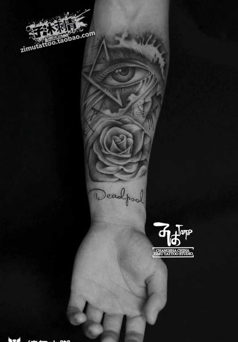 花儿上帝之眼纹身图片_成品纹身图案