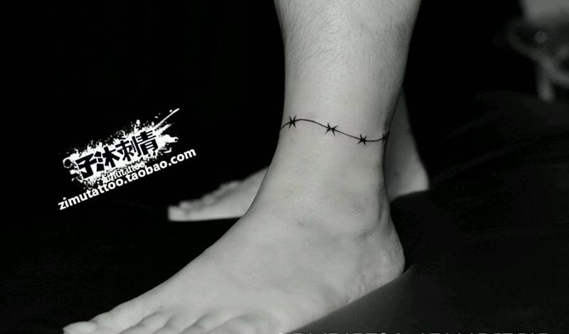 刺纹身图片_脚部清新成品纹身图案