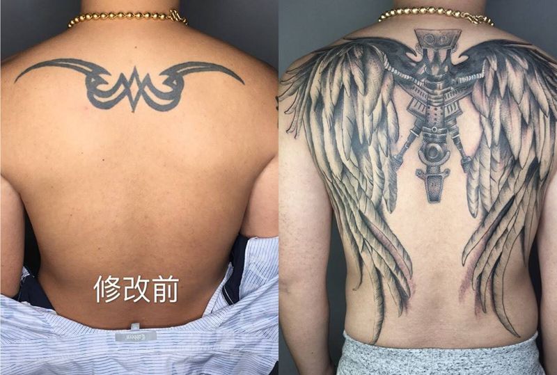 遮盖纹身图片_成品背部欧美原创荆州唯刺青纹身图案