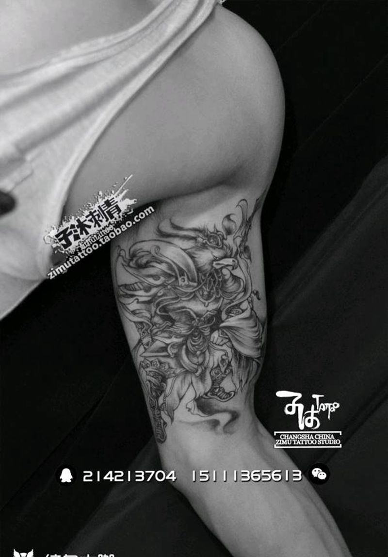 耗时2.6 生肖财神守护神纹身图片_原创成品纹身图案