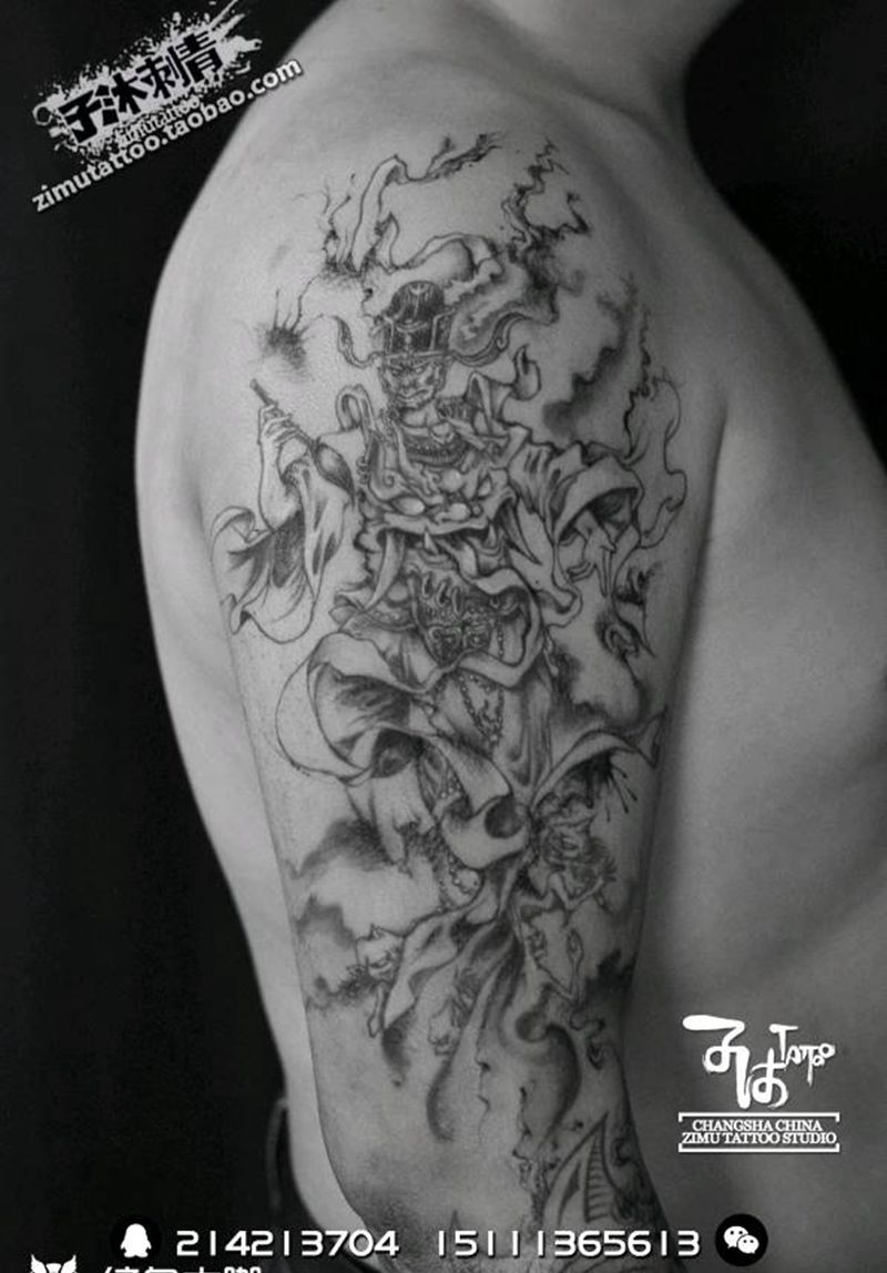 未完成花臂 判官纹身图片