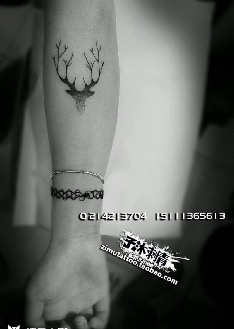 点刺 小鹿纹身图片