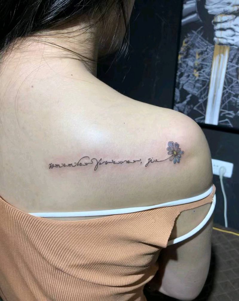 小清新英文纹身图片_肩部几何纹身图案