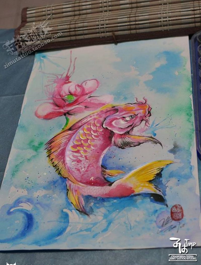 水彩纹身图片_手稿插画纹身图案