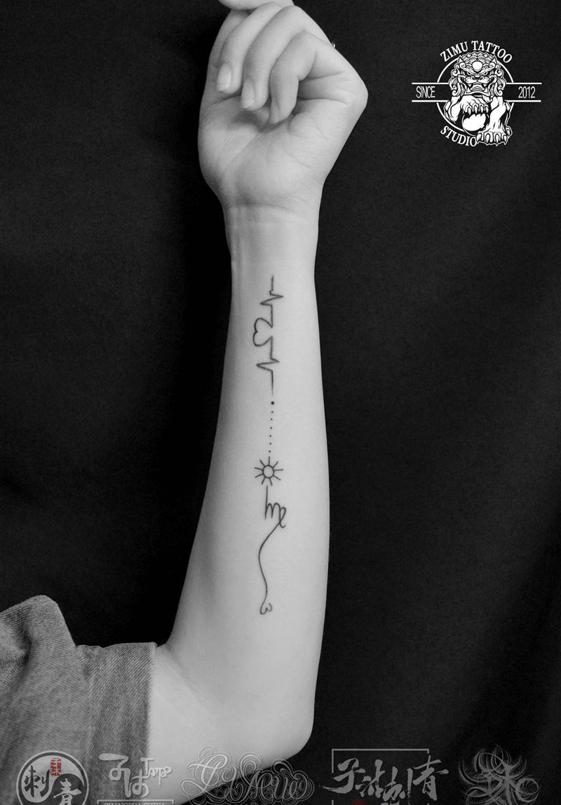 星座的添加线条处女座纹身图片_手臂几何纹身图案