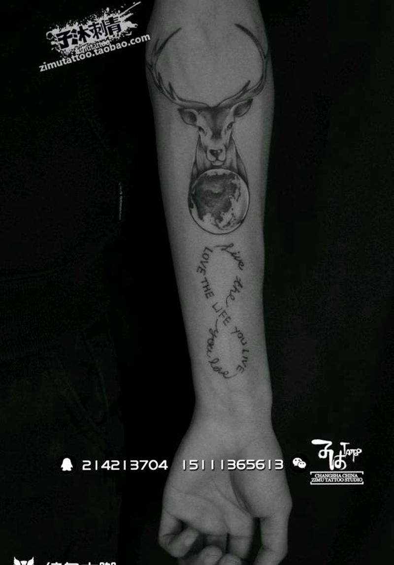 鹿与地球  耗时1.3纹身图片
