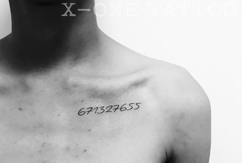 數字系列/作品纹身图片_手稿胸部清新字符纹身图案