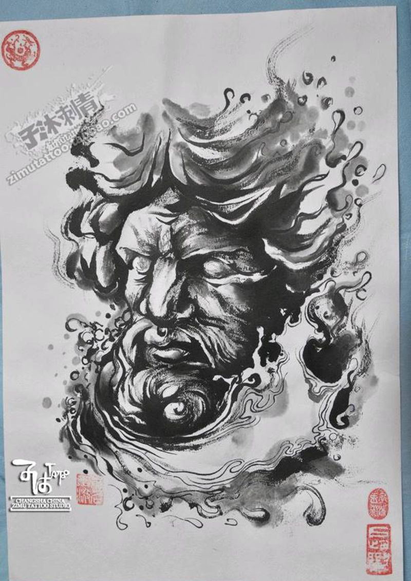 宣纸毛笔 也要画素描……希腊纹身图片_手稿插画纹身图案