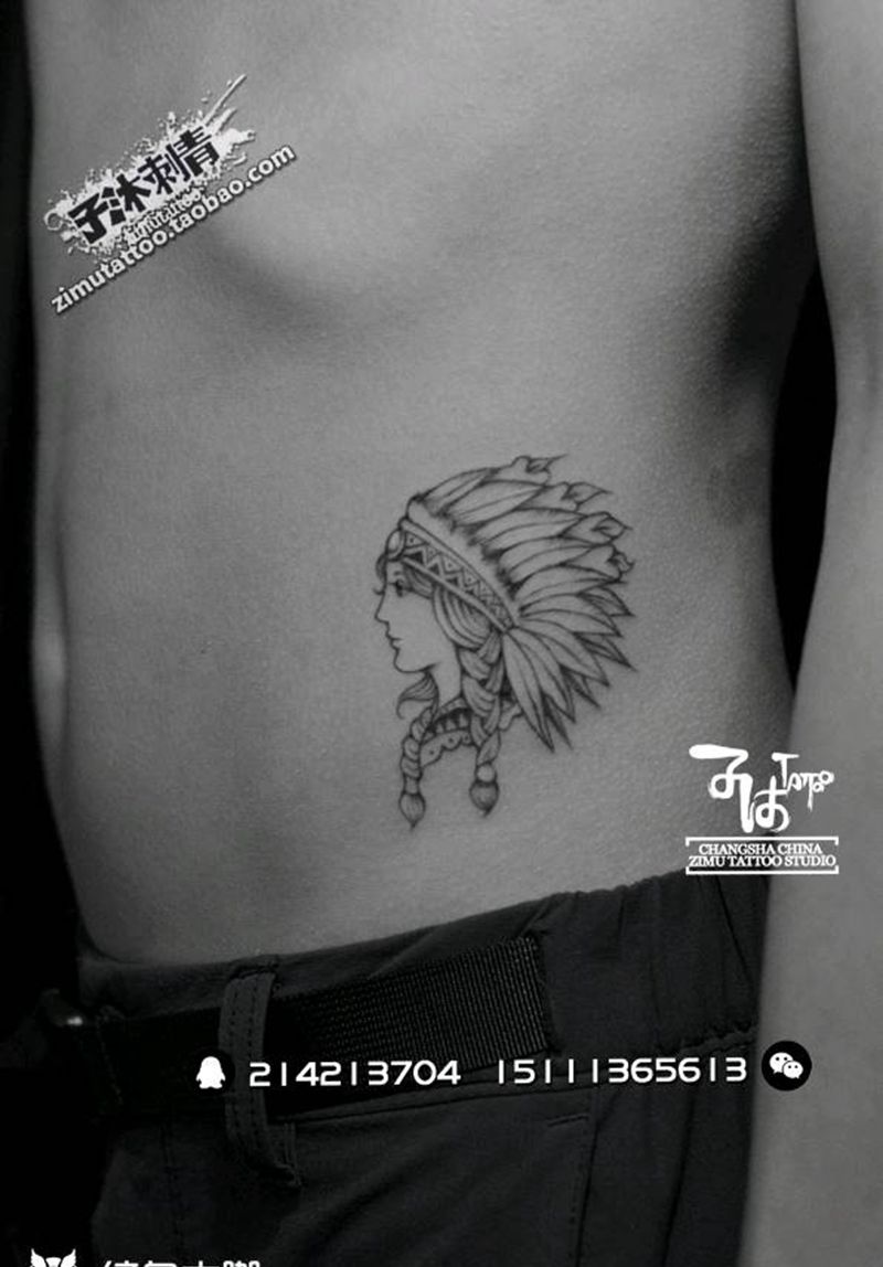 印第安女郎纹身图片_成品纹身图案