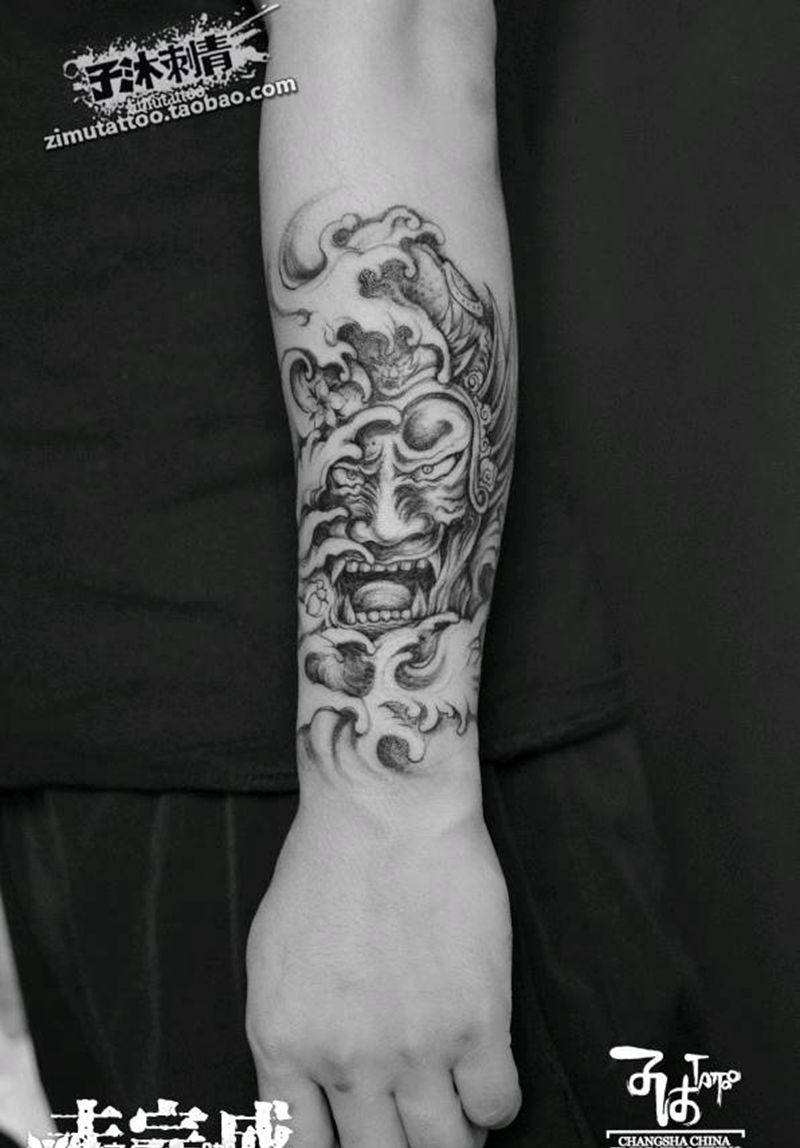 鬼面大将纹身图片
