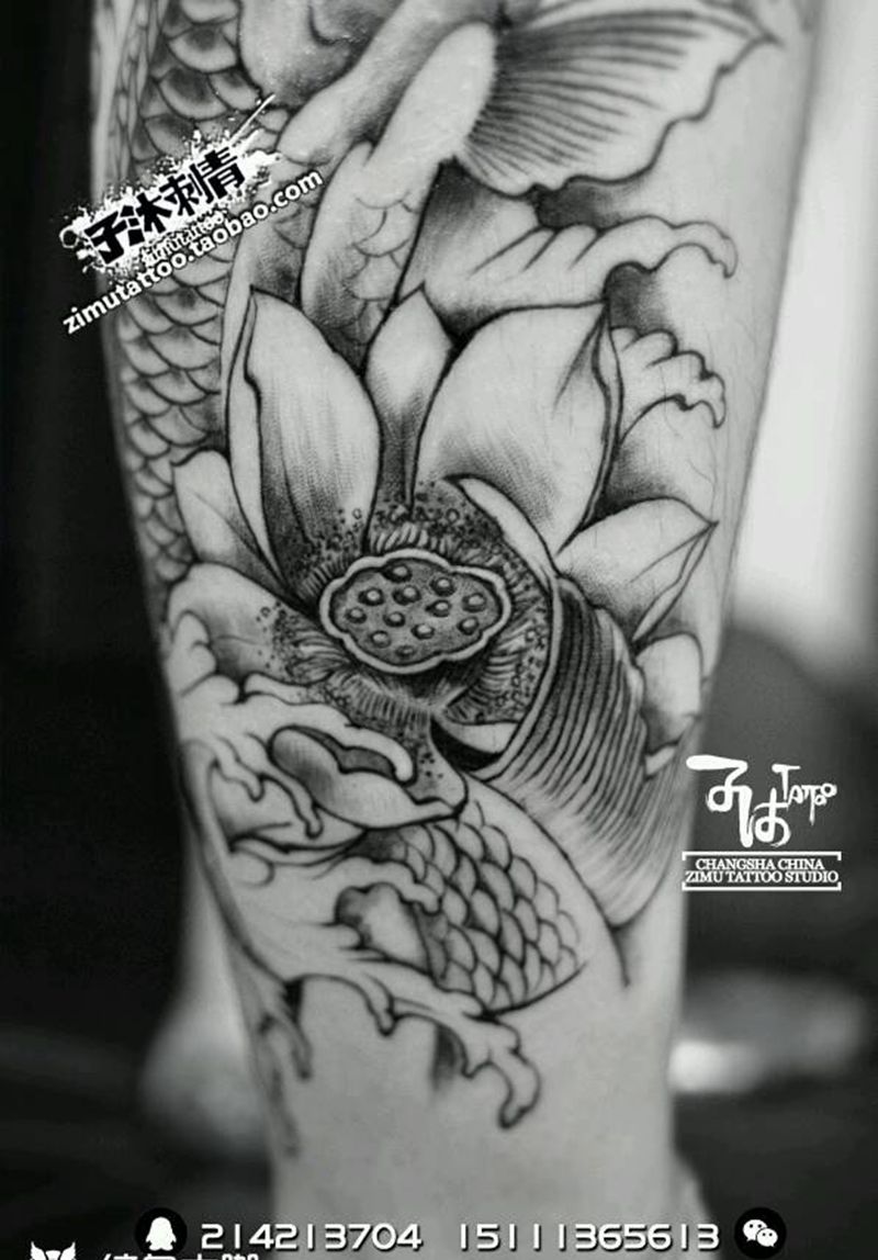 鱼戏莲叶间 耗时5.8 人为善纹身图片
