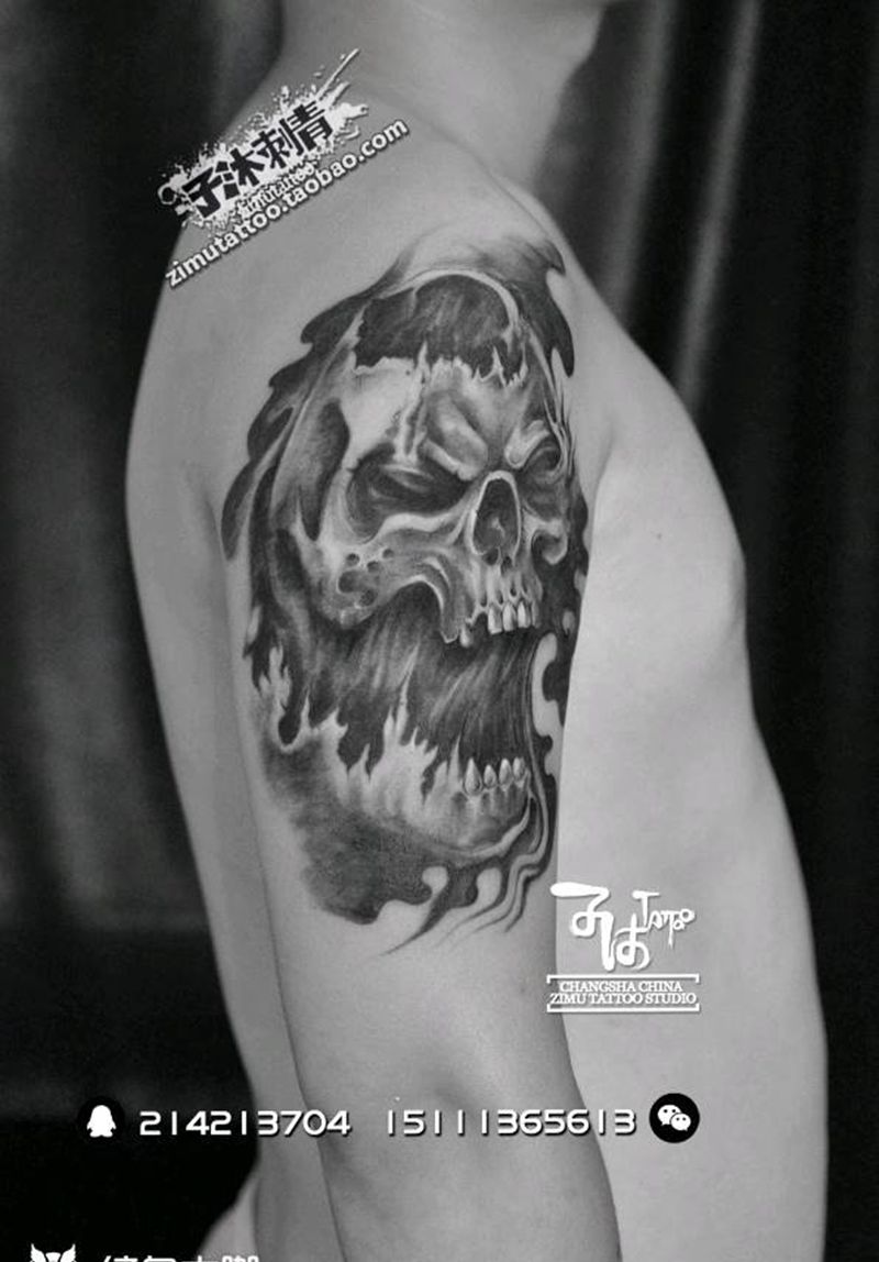 烈焰大骷髅 共耗时5.0纹身图片