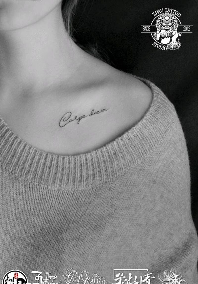 英文纹身图片_胸部纹身图案
