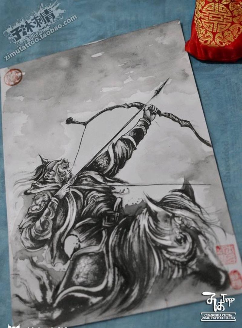 天兵照雪下玉关纹身图片