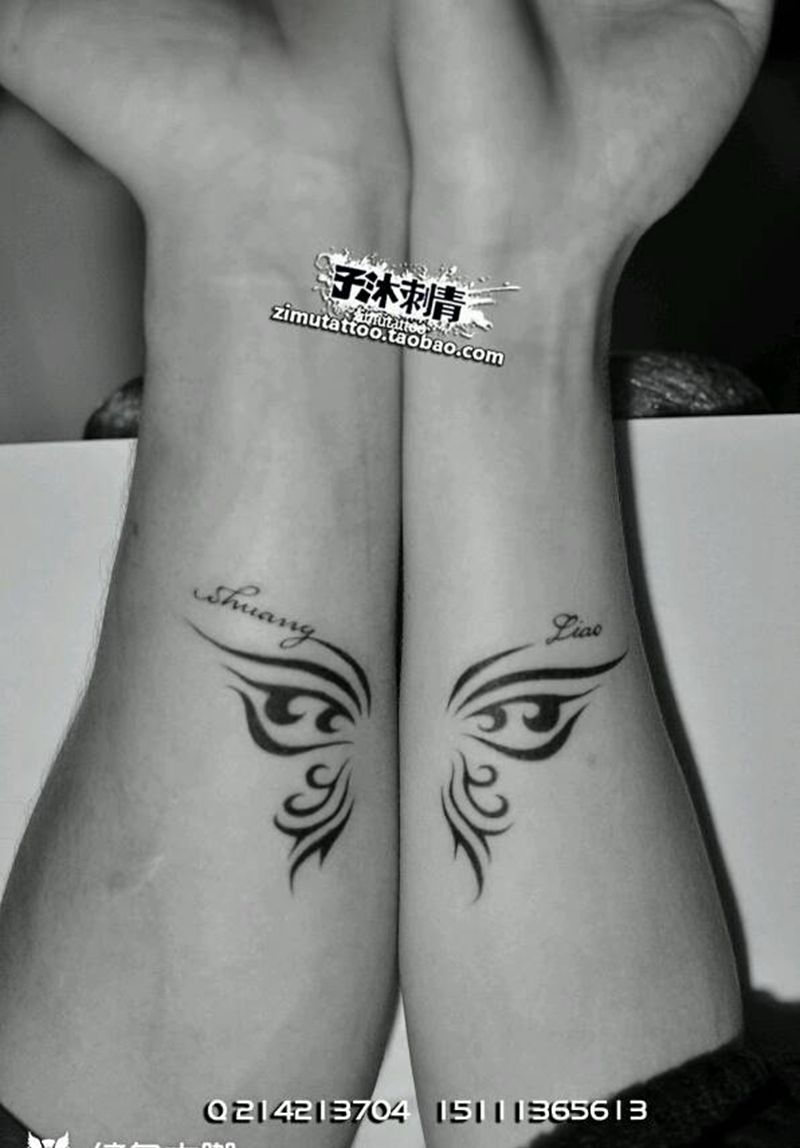 蝴蝶图腾的情侣  耗时1.0纹身图片