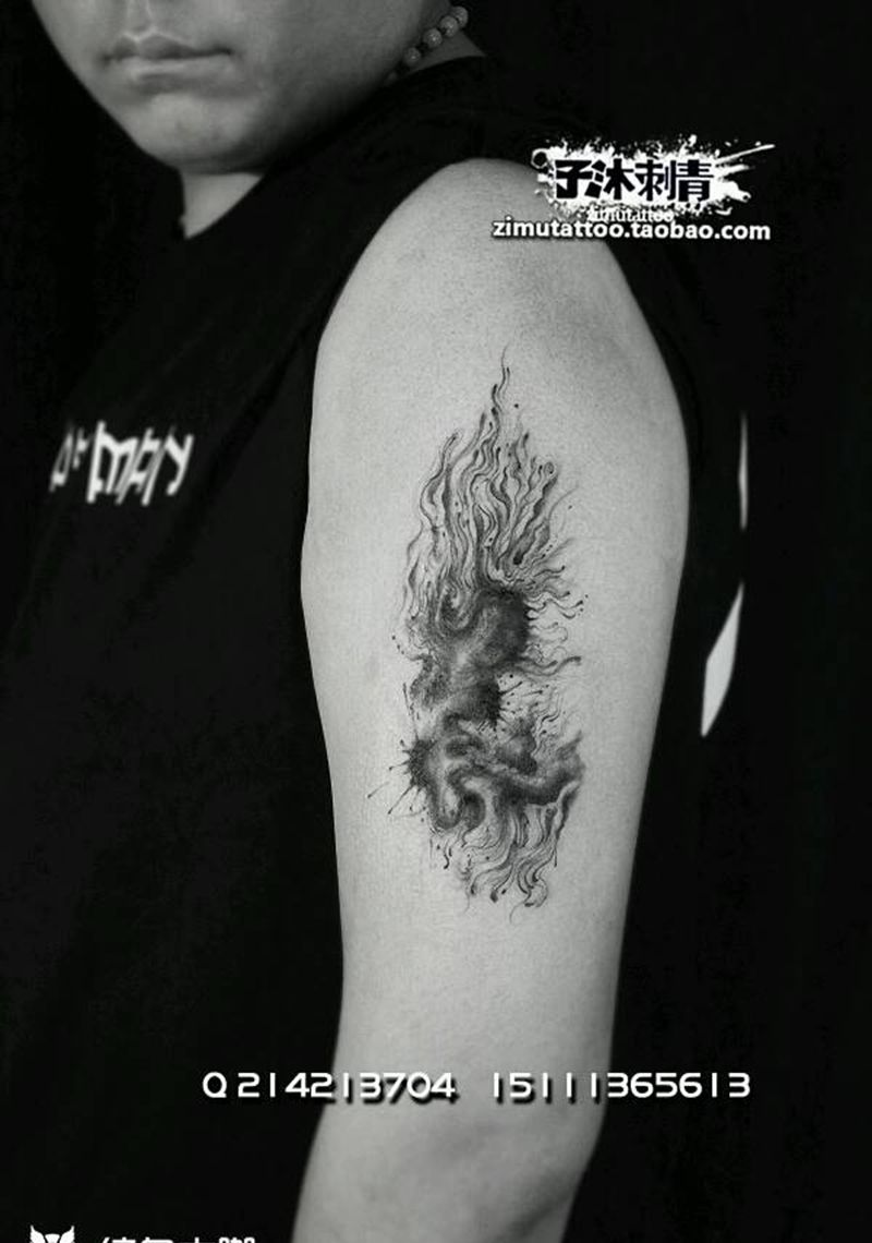 泼墨点墨 遮盖纹身图片_泼墨成品纹身图案