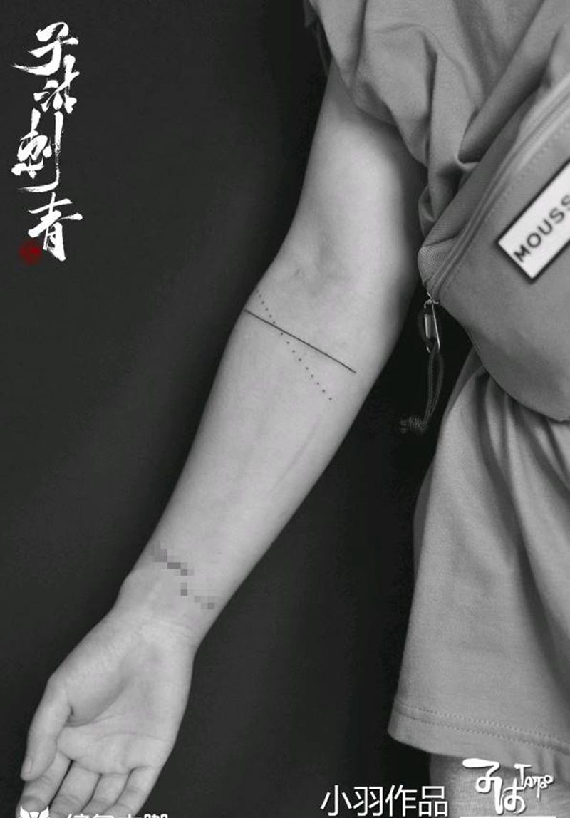 线条几何点直线纹身图片_几何纹身图案