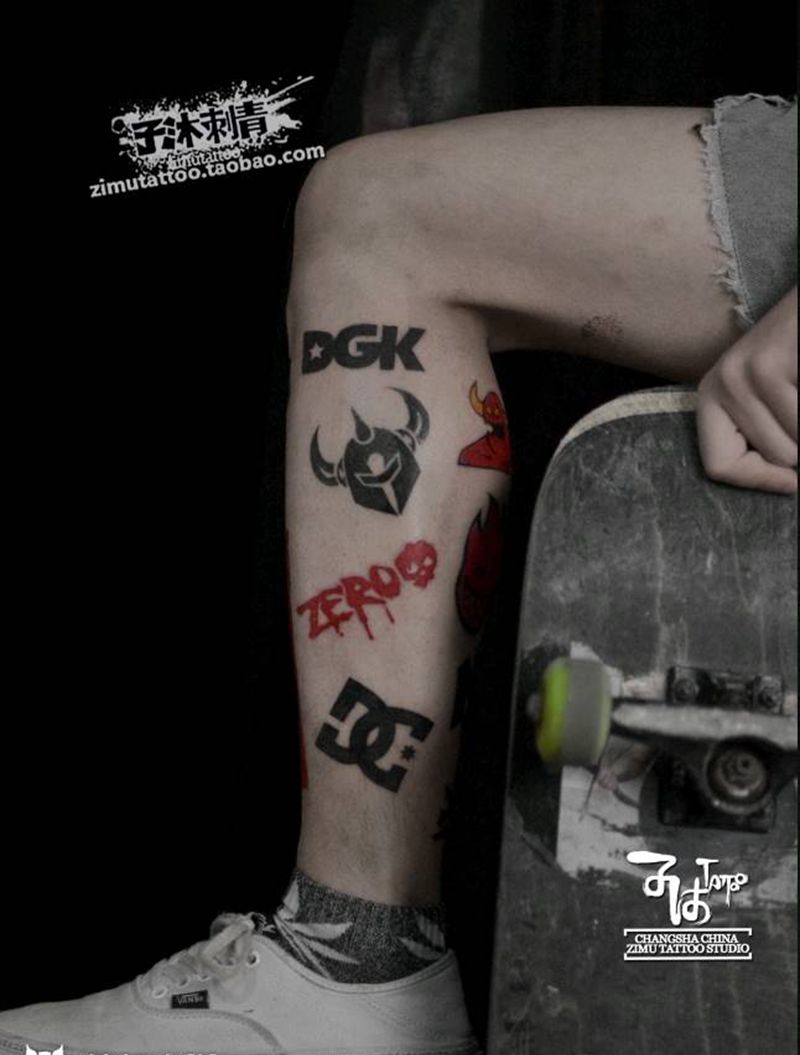 滑板纹身图片