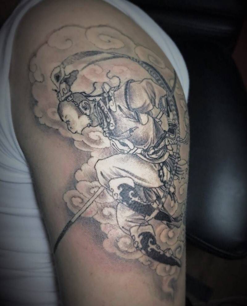 斗战胜佛纹身图片_成品手臂传统人物荆州唯刺青纹身图案