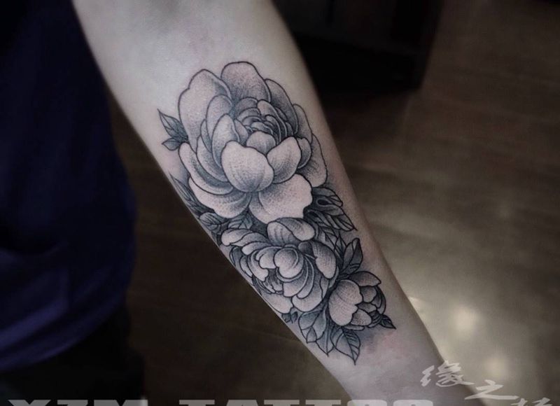 素花纹身图片_手臂纹身图案